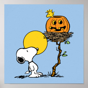Poster Ninho de Snoopy & Woodstock com Jack O' Lanterna