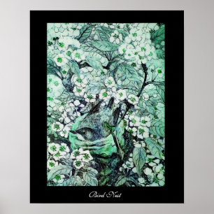 Poster NINHO do PÁSSARO, preto verde branco
