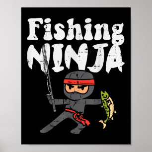 Poster Ninja da Pesca Amante de Peixes Fofos Meninos Meni