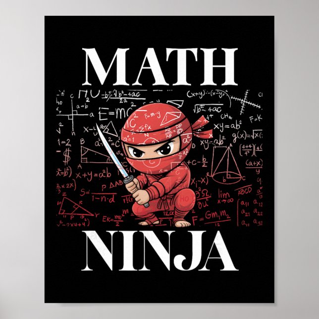 Poster Ninja de Matemática Álgebra Cálculo Estudante de M (Frente)