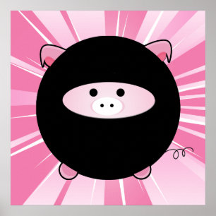 Póster Ninja Pig a Rosa