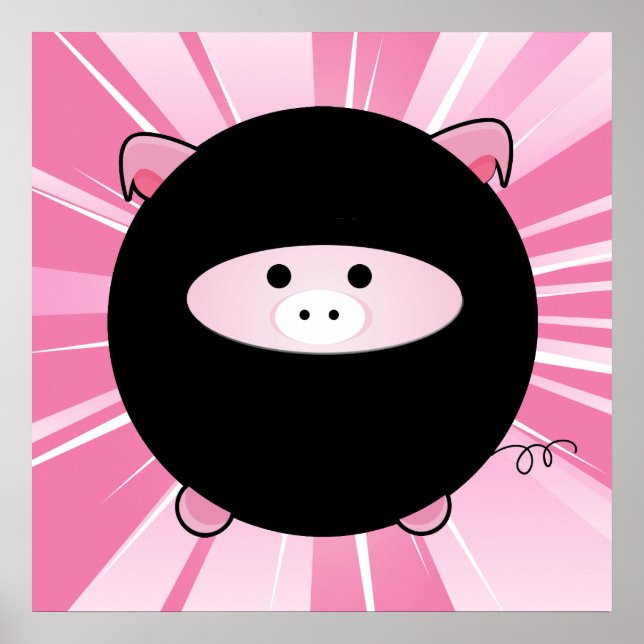 Póster Ninja Pig a Rosa (Frente)