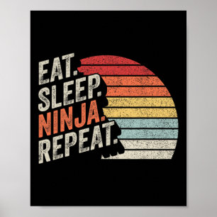 Poster Ninja Retro Vintage Coma Dormir Ninja Karate Repet
