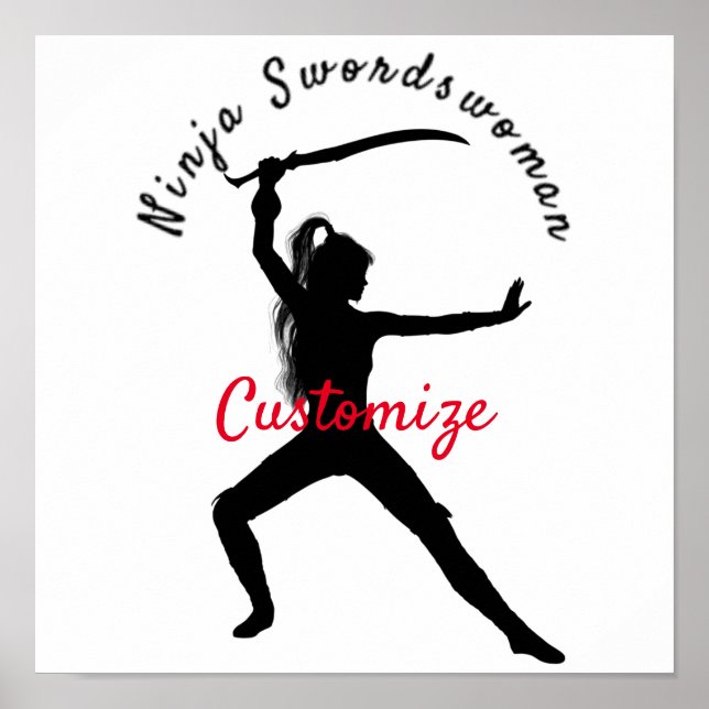 Poster Ninja Swordswoman Silhouette Thunder_Cove (Frente)