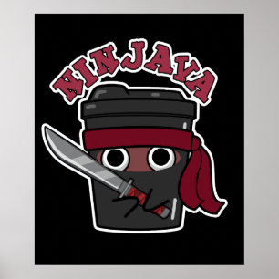 Poster Ninjava Funny Ninja Java Café Pun Dark BG