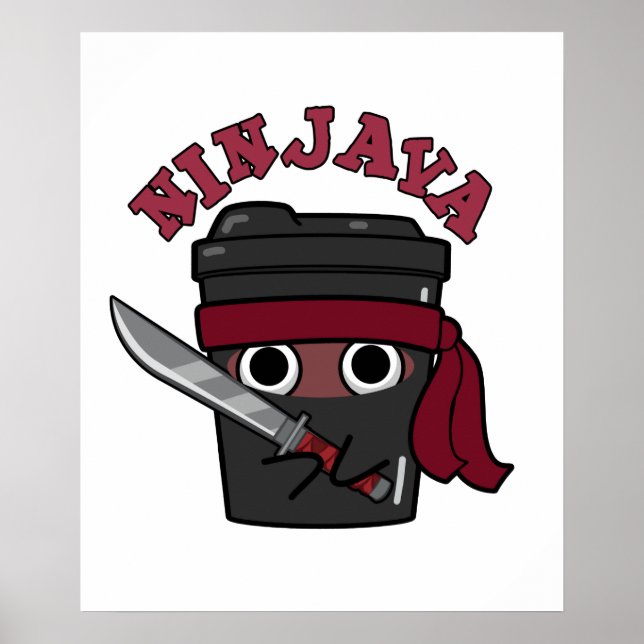 Poster Ninjava Funny Ninja Java Coffee Pun (Frente)