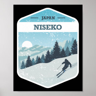 Poster Niseko Ski Resort Japão Ilha Hokkaido Snowboardi