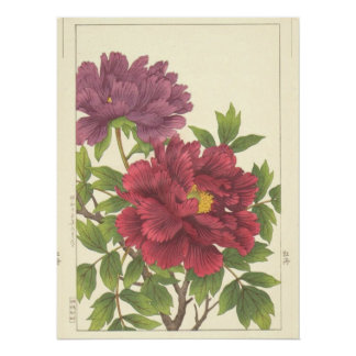 Póster Nishimura Hodo Peônia Flores Japoneses Arte Fino