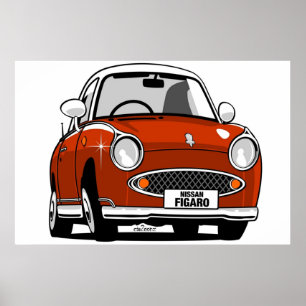 Poster Nissan Figaro caricatura red