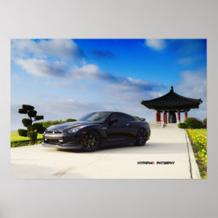 Póster Nissan GT-R35 "Obsidiana" com Carbono