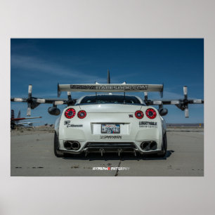 Póster Nissan GT-R R35 LibertyWalk Widebody com plano