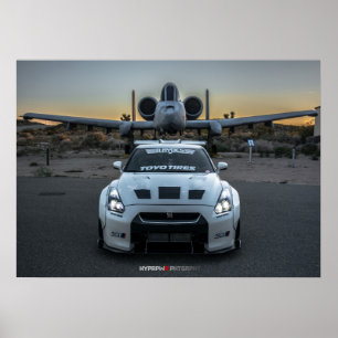 Poster Nissan GT-R R35 LibertyWalk Widebody com plano