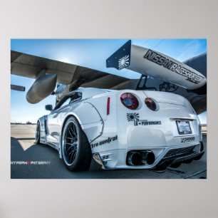 Póster Nissan GT-R Widebody Libertywalk R35 com avião