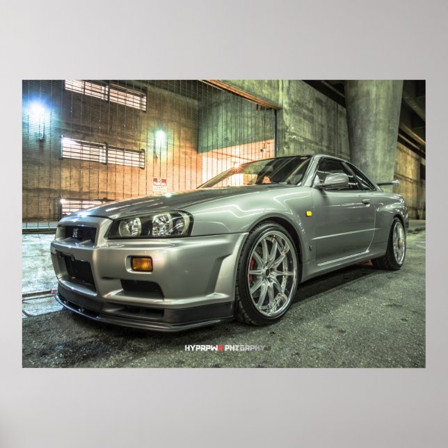 Póster Nissan Skyline GT-R34 no Centro de Los Angeles (Frente)