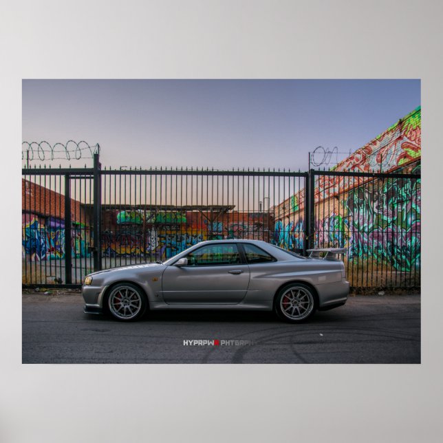 Póster Nissan Skyline GT-R34 no Centro de Los Angeles (Frente)
