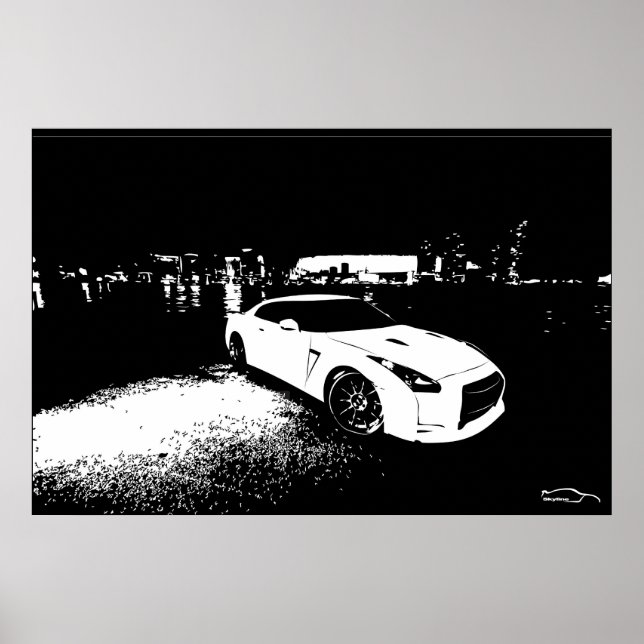 Póster Nissan Skyline GTR City Shot (Frente)
