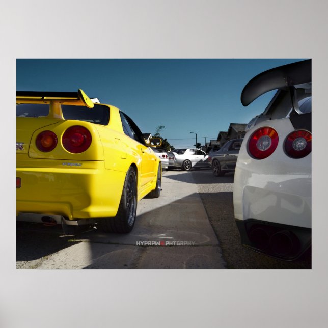 Poster Nissan Skyline R34, R33, R32, R35, Hakosuka GT-R (Frente)