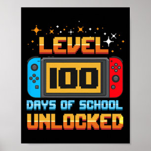 Poster Nível 100 Dias De Diversão De Jovens Jogadores Des
