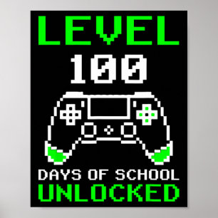 Poster Nível 100 Dias De Jogo De Jogador Desbloqueado Da