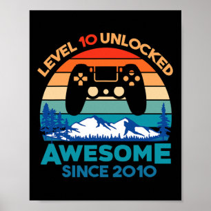 Poster Nível 10 Aniversário Desbloqueado 10 Anos Ótima Si