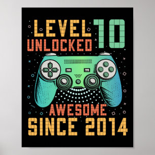 Poster Nível 10 Desbloqueado 10º Aniversário 10 Anos