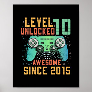 Poster Nível 10 Desbloqueado Aniversário de 10 anos Prese
