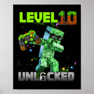 Poster Nível 10 desbloqueado - Birthday Boy Pixel Gamer 1