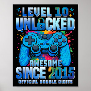 Poster Nível 10 Desbloqueado Incrível Desde 2015 10º Aniv