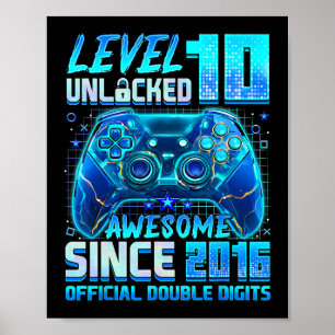 Poster Nível 10 Desbloqueado Incrível Desde 2016 10º Aniv