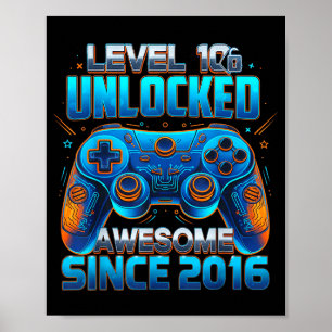 Poster Nível 10 Desbloqueado Incrível Desde o Aniversário