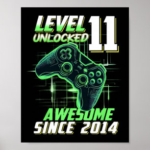 Poster Nível 11 Desbloqueado Incrível Desde o 11º Anivers