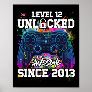 Poster Nível 12 Desbloqueado Incrível Desde o 12º Anivers