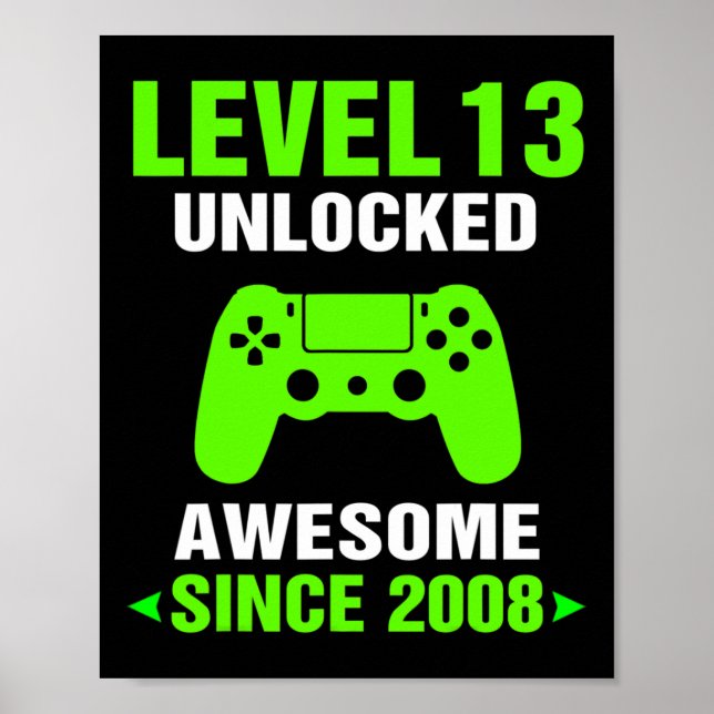 Poster Nível 13 Desbloqueado Incrível Jogo de Vídeo de 20 (Frente)