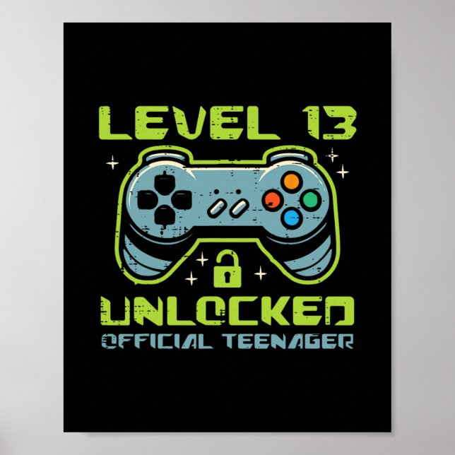 Poster Nível 13 Desbloqueado Oficial Adolescente Aniversá (Frente)
