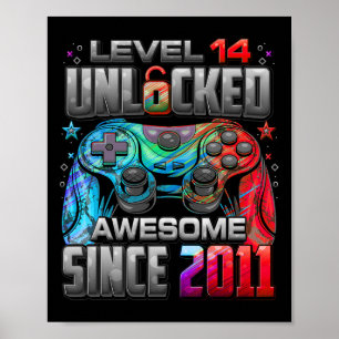 Poster Nível 14 Desbloqueado Incrível Desde o 14º Anivers