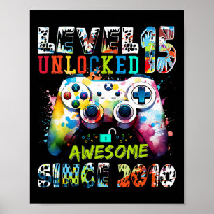 Poster Nível 15 Desbloqueado Incrível Desde o 15º Anivers
