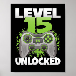 Poster Nível 15 Desbloqueado Video Game 15º Aniversário G