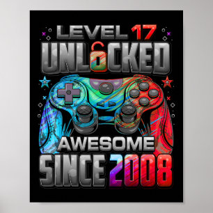 Poster Nível 17 Desbloqueado Incrível Desde o 17º Anivers