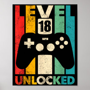 Poster Nível 18 desbloqueado aniversário de 18 anos video