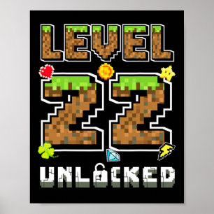 Poster Nível 22 Desbloqueado Aniversário 22 Anos Aniv Gam