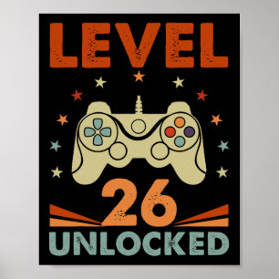 Poster Nível 26 Vídeo Gamer 26º Aniversário 26 Anos