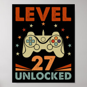 Poster Nível 27 Vídeo Gamer 27º Aniversário 27 Anos