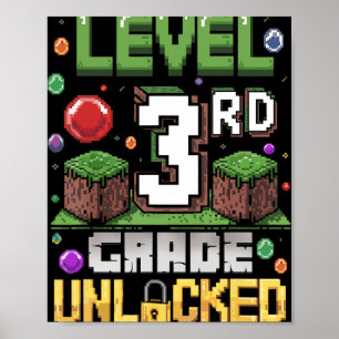 Poster Nível 3ª Série Desbloqueado Jogo de Vídeo Primeiro