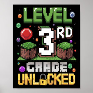Poster Nível 3ª Série Desbloqueado Jogo de Vídeo Primeiro