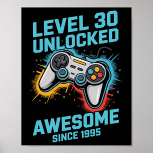 Poster Nível 30 Desbloqueado Aniversário de 30 anos do Ga