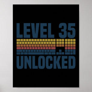 Poster Nível 35 Desbloqueado Aniversário de 35 anos Vídeo