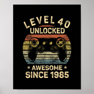 Poster Nível 40 Desbloqueado Aniversário de 40 anos Prese