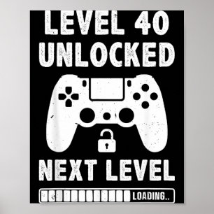 Poster Nível 40 desbloqueado aniversário de 40 anos video