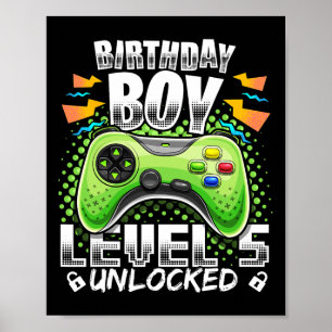 Poster Nível 5 Desbloqueado 5 de jogos de vídeo Aniversár