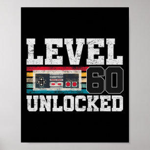 Poster Nível 60 Desbloqueado Presente de 60 Anos para Vid